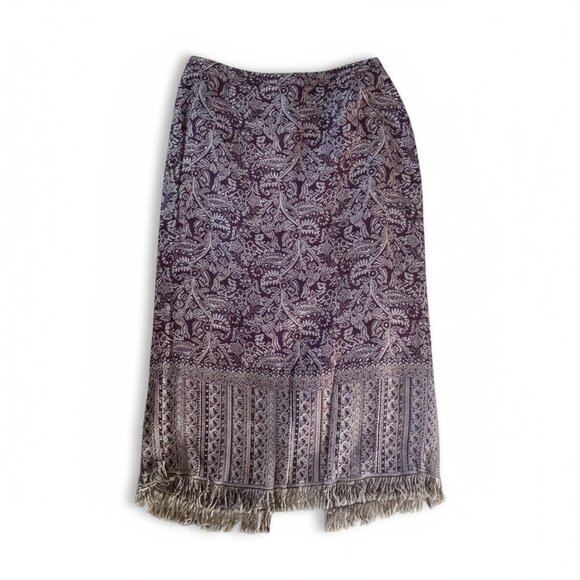 BFA Classics Tapestry Look Paisley Midi Skirt Fringe Hem Size 14 - Picture 1 of 7